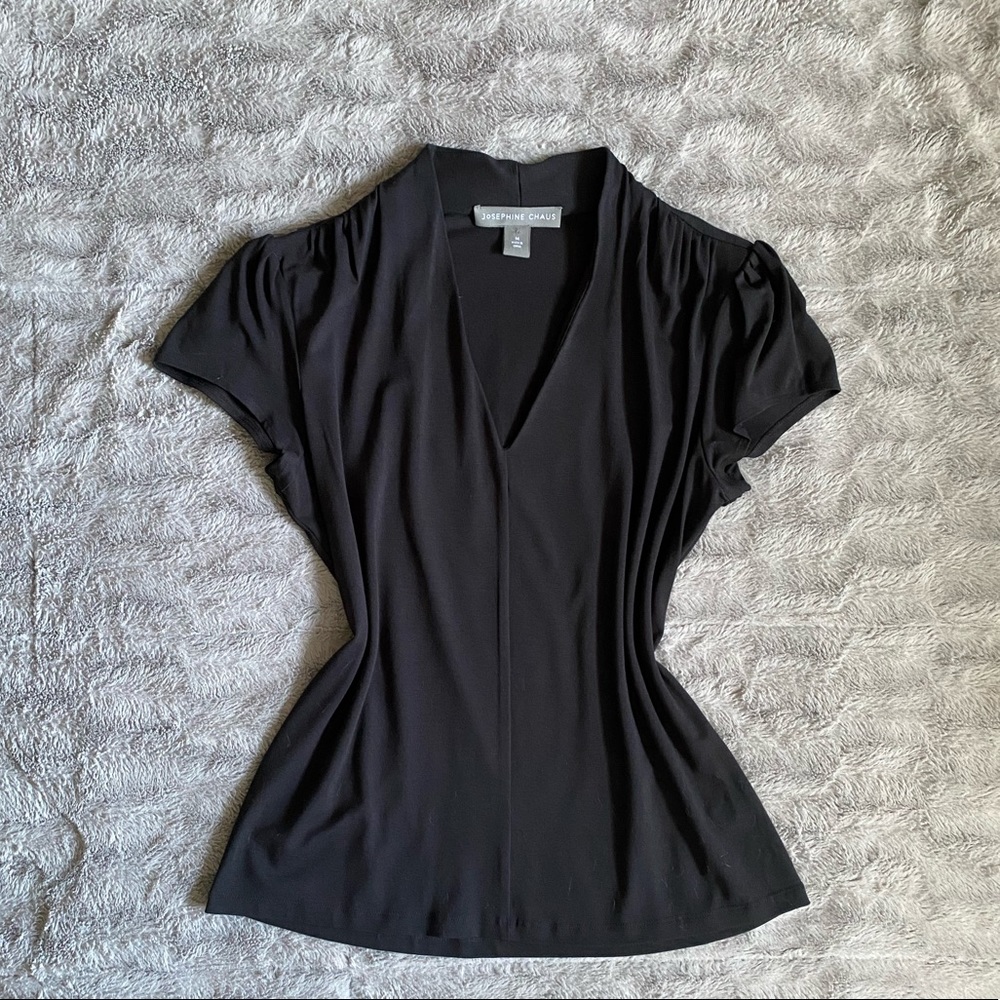 Josephine Chaus black v-cut blouse